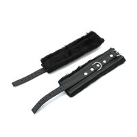 Fluffy Inside Black Leather Handcuff