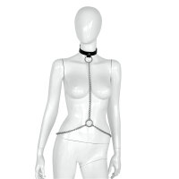 Deluxe Black Leather Collar and Chains