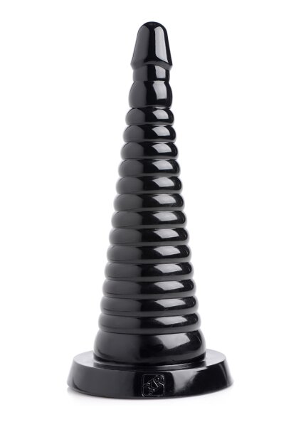 Giant Ribbed Anal Cone Black 8,9 cm