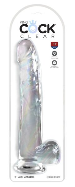 KingCockClear 11 w balls Clear 30,5 cm