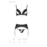 Passion Miley 3pcs set with open bra black