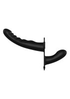 Shots Dual Vibrating 10 Stufen gerippter Strap-On Dildo Schwarz