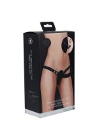 Shots Dual Vibrating 10 Stufen gerippter Strap-On Dildo Schwarz
