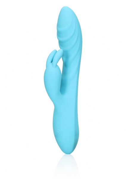 Loveline ribbed ultra soft silicone rabbit vibrator glacier blue