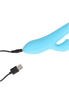 Loveline ribbed ultra soft silicone rabbit vibrator glacier blue