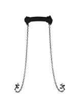 Shots silicone bite gag with nipple clamps black