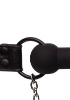 Shots silicone bite gag with nipple clamps black