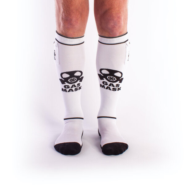 BRUTUS GAS MASK Party Socks w. Pockets White / Black - OS