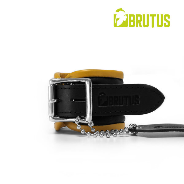 BRUTUS Leather Wrist Restraints Black/Yellow