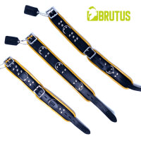 BRUTUS Leather Wrist Restraints Black/Yellow