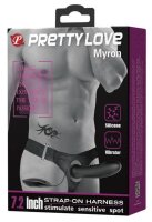 Pretty Love Strap On Myron vibrierend Schwarz 18,5 cm