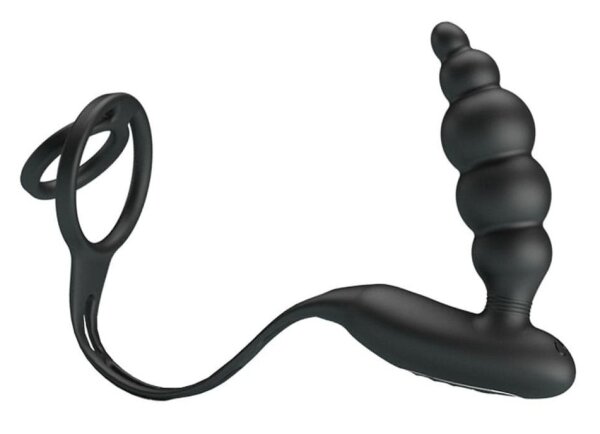 Pretty Love Analplug Vibra vibrierend mit Ringen Schwarz  2,4 cm