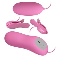 Pretty Love Elektroschlag Nippelklemmen und Vibro Ei rosa