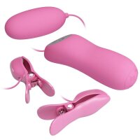 Pretty Love Elektroschlag Nippelklemmen und Vibro Ei rosa