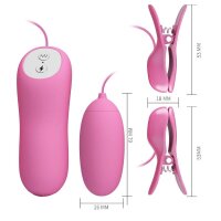 Pretty Love Elektroschlag Nippelklemmen und Vibro Ei rosa