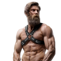 Fetish Submissive Attitude - Crossed Chest Harness With Rivets Eco Leather Men OS
