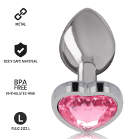 Intense metal butt plug with pink heart