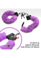 XR Brands faux fur handcuffs purple