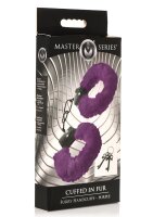 XR Brands faux fur handcuffs purple