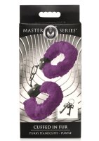 XR Brands faux fur handcuffs purple