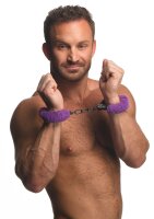 XR Brands faux fur handcuffs purple