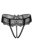 Delphine crotchless string Black S/M