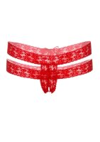Lucy crotchless thong panty Red S/M - L/XL