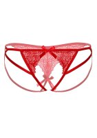 Naomi strappy crotchless tanga Red S/M - L/XL