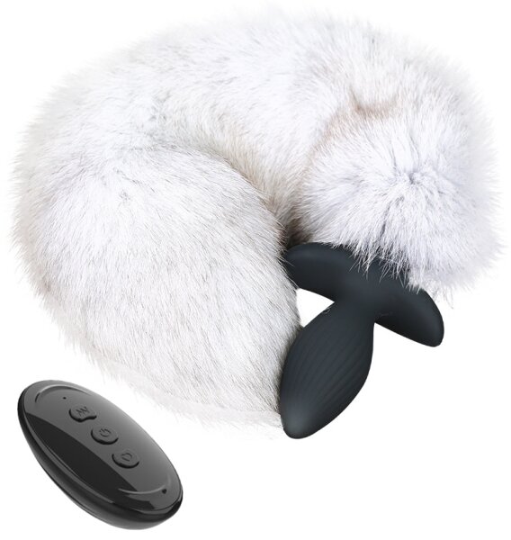 Kinky Puppy Vibrating plug with tail Foxy 9 x 4cm | Tail 45 cm White