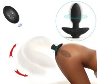 Kinky Puppy Vibrating Plug with White Tail Curve 9 x 3.7cm | Tail 30cm