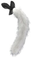 Kinky Puppy Vibrating Plug with White Tail Curve 9 x 3.7cm | Tail 30cm