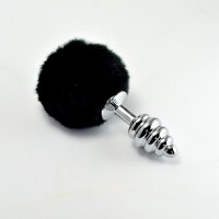 Lovetoy Spiral Pompon Metall Plug Schwarz
