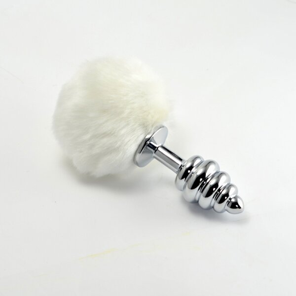Lovetoy Spiral Pompom Metal Plug White