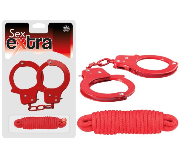 Sex Extra - Metal Cuffs & Love Rope Red