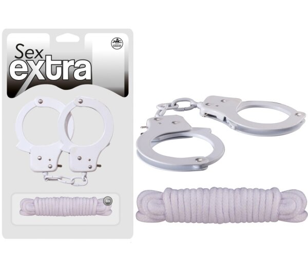 Sex Extra - Metal Cuffs & Love Rope White