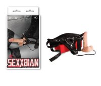 Sexxbian 6" Vibrating Dong & Harness