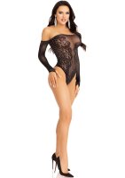 Leg Avenue Off the shoulder teddy black O/S