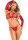 Leg Avenue crop top, thong and gloves one size red