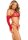 Leg Avenue crop top, thong and gloves one size red