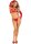 Leg Avenue crop top, thong and gloves one size red