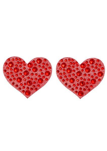Leg Avenue Amore nipple jewelry sticker hearts with rhinestones red