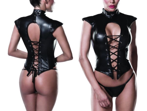 GREY VELVET 2-teiliges Corsagen-Kunstleder-Set S - XL