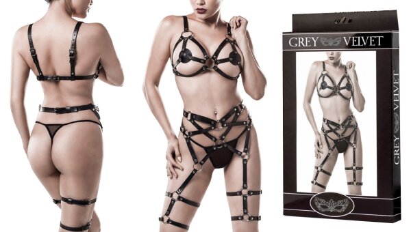 GREY VELVET 3-piece erotic set S/M