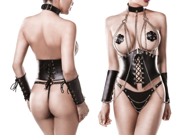 GREY VELVET 4-piece corset set S/M - L/XL