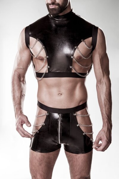 GREY VELVET MEN 2-piece faux leather set S/M - XXL/3XL