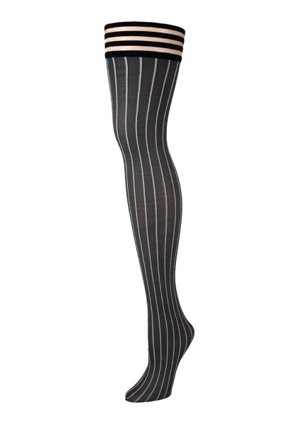 Kixies Annabelle halterlose Str&uuml;mpfe gestreift grau S - XL