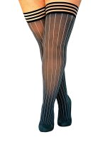 Kixies Annabelle halterlose Str&uuml;mpfe gestreift grau S - XL