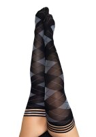 Kixies Kimmie hold-up stockings check/ diamond pattern black S