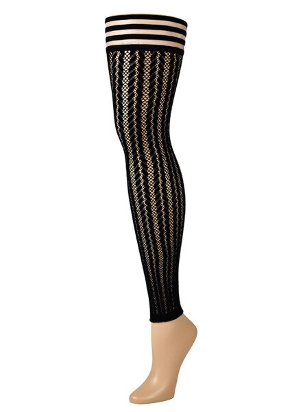 Kixies Lindsay halterlose Beinstulpen gemustert schwarz S - XL