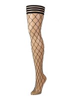 Kixies Michelle hold-up stockings large mesh pattern black S